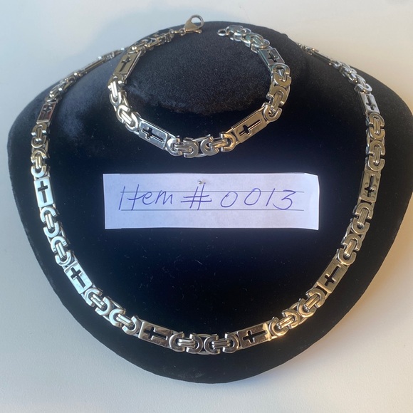 Men’s Stainless Steel Hollow Long Chunky Fashion Cross Necklace and Bracelet. - Picture 2 of 7